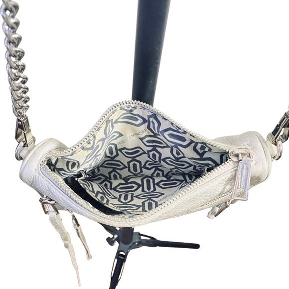 Rebecca Minkoff Metallic Silver Leather Crossbody with Chain Strap - Picture 9 of 9